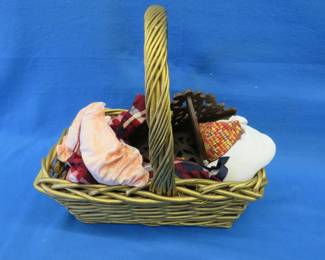 Lot 191. Basket with neck warmers and more