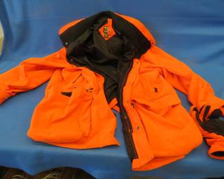 Lot 211. Gander Mountain Guide Series 2XL orange hunting coat and gloves  in excellent condition
