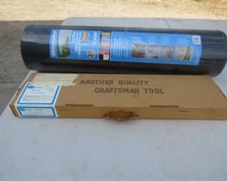 Lot 253. 300' of Landscape Fabric and a Sears/Craftsman Butt Hinge Template