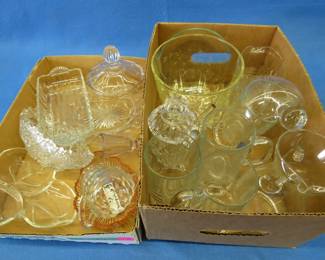 Lot 279. Two boxes of glass