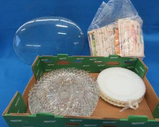 Lot 311. Oval convex picture frame glass, serving platters, and more