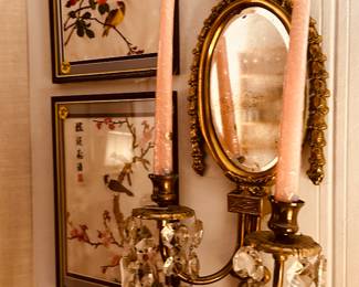 Brass, crystal and silk