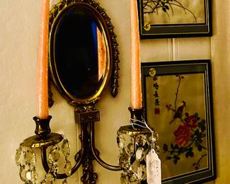 Sconces, hand done silk