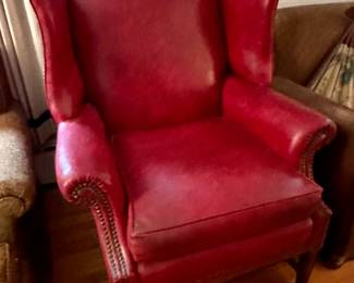 Red leather chair 1 of 2