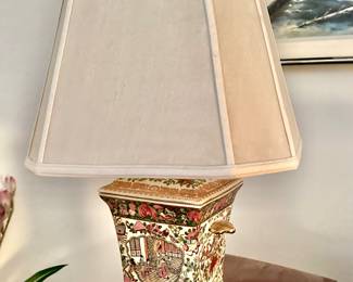 Chinese rose medallion bough flower canister / lamp