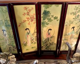 Four panel Chinese mini screen
