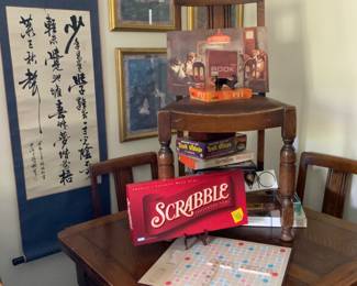 Antique gaming table, variety of vintage games, MCM