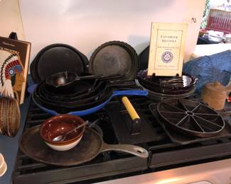 Cast iron skillets and cornbread pans
