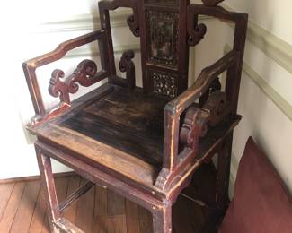 Antique hand carved Asian side chair