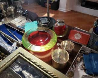 Vintage Murano glass ashtray and lighter set