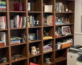 Bookshelves, books, other items