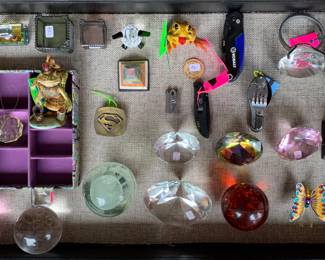 Paperweights, decorations, collectibles and tools.