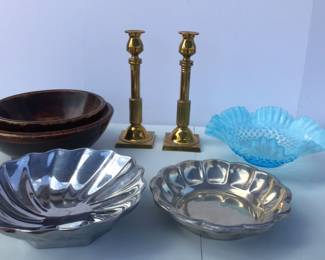 Brass, Pewter, Glass And Wood