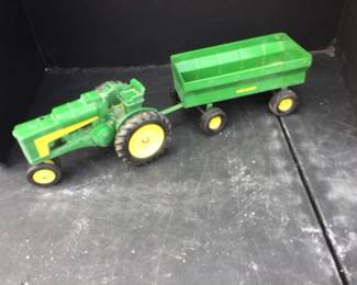 John Deere Metal Tractor With Trailer