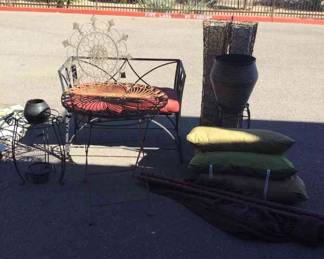 Patio Bench, Lights, Table 