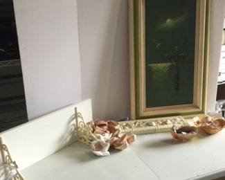 Seashell Decor, Shelves And Signed Picture