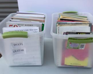 Two Bins Of Guitar And Piano Sheet Music Books