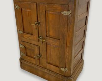 Oak 3 Door Wooden Ice Box