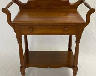 Walnut One Drawer Open Washstand with Towel Bars