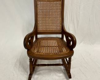 Child's Walnut Caned Lincoln Rocker