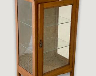 Small Cherry & Glass Curio Cabinet with 2 Glass Shelves
