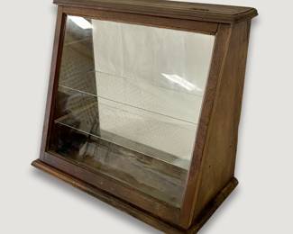 Walnut Lift Top Display Case with 2 Glass Shelves