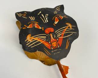 Vintage Halloween Black Cat Die Cut 2-Sided Decoration on Stick - C.A. Reed, Williamsport P.A. 