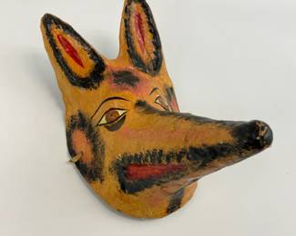 Vintage Halloween Paper Mache Wolf Mask - Very Unusual!
