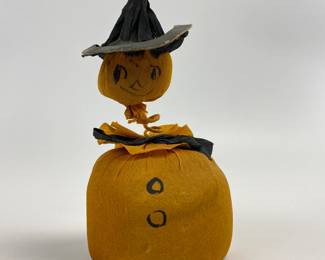 Vintage Halloween Crepe Paper Witch Candy Container