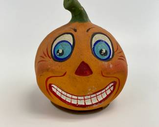 Vintage Hand Painted Halloween Jack O' Lantern Candy Container