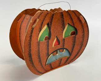 Vintage Halloween Double Sided Jack O' Lantern with Original Paper Face