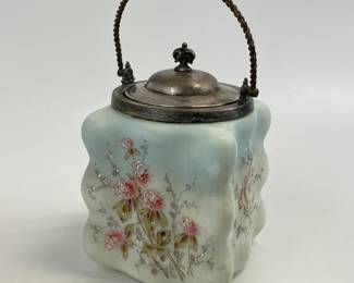 Wavecrest/Mt. Washington Hand Painted Floral Decorated Biscuit Jar 