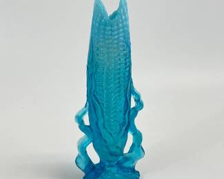 Blue Opalescent Corn Vase by Northwood 1905 