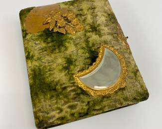 Victorian Velvet and Brass Photo Album with Beveled Mirror