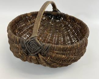Early Willow Woven Basket with Wood Handle