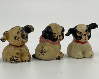 3 Hubley Dog Cast Iron Miniature Paper Weights
