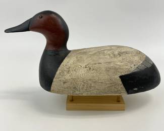 Wooden Canvasback Drake Duck Decoy - Wisconsin Carver