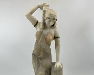Rebecca at the Well Tall 27 in. Two-Tone Marble Figurine 