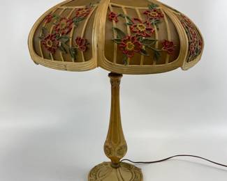 Large Art Glass Floral Decorated Parlor Lamp