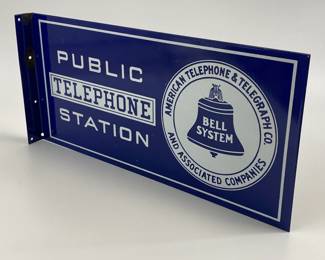 Bell System Public Telephone Station Porcelain over Iron Advertising Sign