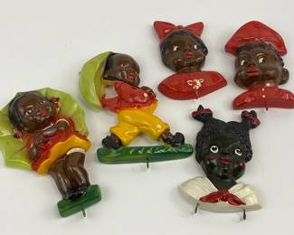 5 Chalkware Children Plaques