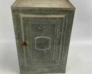 Old Tin Single Door Bread Box with Shelf