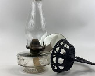 Cast Iron Bracket Lamp with Mercury Glass Reflector