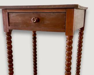 Walnut One Drawer Stand Table with Turned Legs