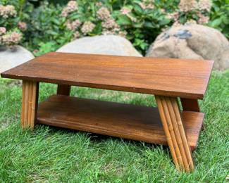Mid Century Modern Style Coffee Table With Bamboo Legs
