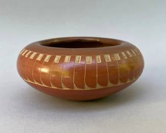  Gary & Pearl Talachy, Nambe Pueblo, Knifing Design Bowl, 1986
