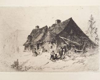 John Mackie Falconer Etching African American Huts Wilmington, North Carolina