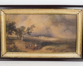 Signed Giuseppe Carelli Original Painting Greek Paestum Ruins 