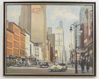Spurgeon Tucker New York City Streetscape Oil Painting