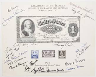Autographed US Presidents and First Ladies Card, incl Jacqueline Kennedy, Reagan, Nixon, Truman etc